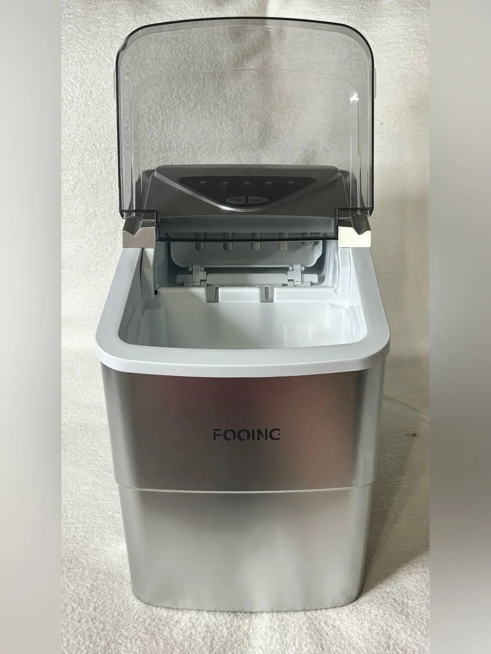 FOOING Countertop Ice Maker Machine Silver – Pre-Owned – Cosmetic Damage